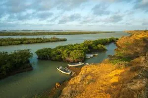 Boats at Punta Gallinas, La Guajira, Colombia